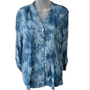 Ruby Rd.Blue tye dye long sleeved shirt size medium